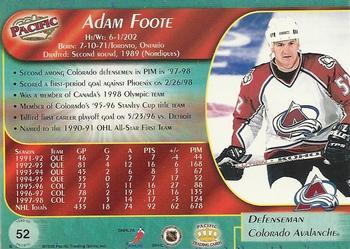 1998-99 Pacific - Ice Blue #52 Adam Foote Back