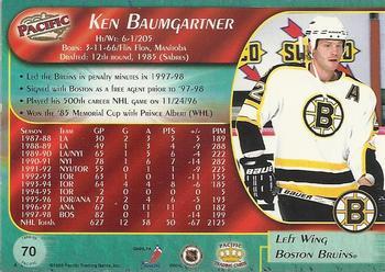 1998-99 Pacific - Ice Blue #70 Ken Baumgartner Back