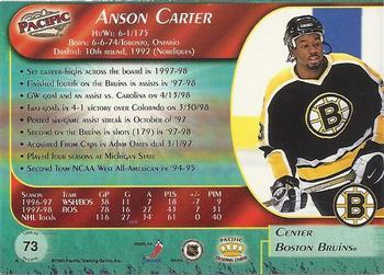 1998-99 Pacific - Ice Blue #73 Anson Carter Back