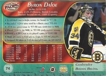 1998-99 Pacific - Ice Blue #74 Byron Dafoe Back