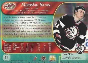 1998-99 Pacific - Ice Blue #81 Miroslav Satan Back