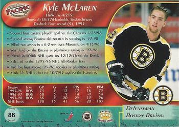 1998-99 Pacific - Ice Blue #86 Kyle McLaren Back
