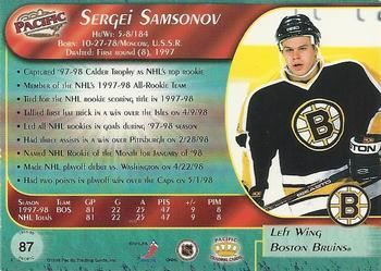 1998-99 Pacific - Ice Blue #87 Sergei Samsonov Back