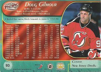 1998-99 Pacific - Ice Blue #93 Doug Gilmour Back