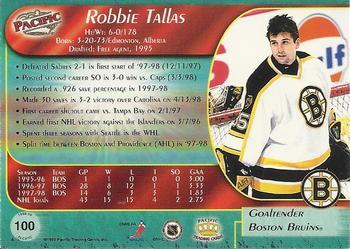 1998-99 Pacific - Ice Blue #100 Robbie Tallas Back