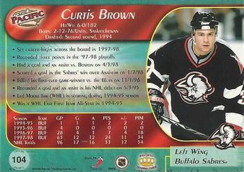 1998-99 Pacific - Ice Blue #104 Curtis Brown Back