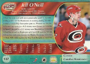 1998-99 Pacific - Ice Blue #137 Jeff O'Neill Back