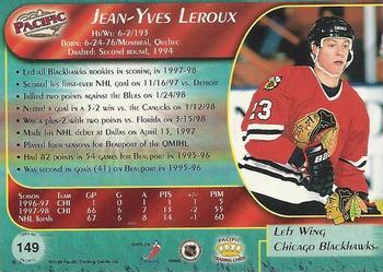 1998-99 Pacific - Ice Blue #149 Jean-Yves Leroux Back