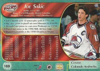 1998-99 Pacific - Ice Blue #169 Joe Sakic Back