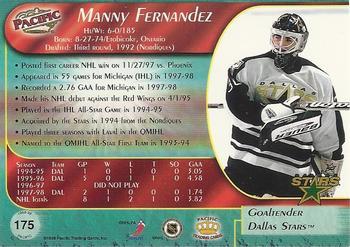 1998-99 Pacific - Ice Blue #175 Manny Fernandez Back