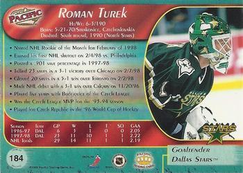1998-99 Pacific - Ice Blue #184 Roman Turek Back