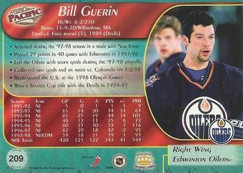 1998-99 Pacific - Ice Blue #209 Bill Guerin Back