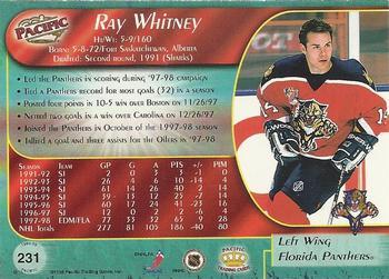 1998-99 Pacific - Ice Blue #231 Ray Whitney Back