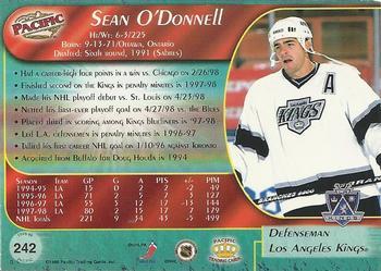 1998-99 Pacific - Ice Blue #242 Sean O'Donnell Back