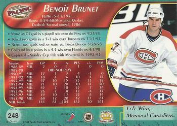 1998-99 Pacific - Ice Blue #248 Benoit Brunet Back