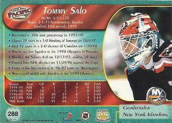 1998-99 Pacific - Ice Blue #288 Tommy Salo Back
