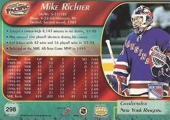 1998-99 Pacific - Ice Blue #298 Mike Richter Back