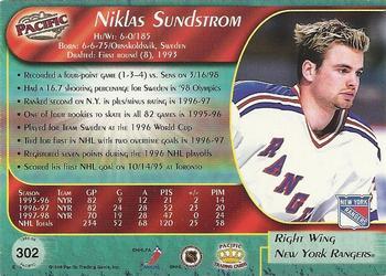 1998-99 Pacific - Ice Blue #302 Niklas Sundstrom Back