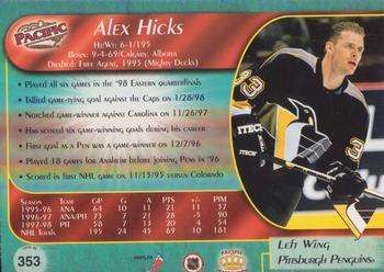 1998-99 Pacific - Ice Blue #353 Alex Hicks Back