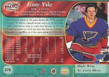 1998-99 Pacific - Ice Blue #376 Terry Yake Back