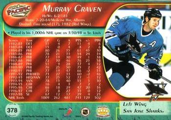 1998-99 Pacific - Ice Blue #378 Murray Craven Back