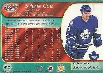 1998-99 Pacific - Ice Blue #412 Sylvain Cote Back