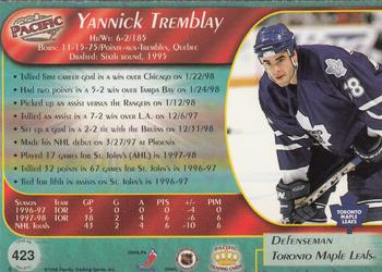 1998-99 Pacific - Ice Blue #423 Yannick Tremblay Back