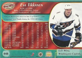 1998-99 Pacific - Ice Blue #448 Esa Tikkanen Back