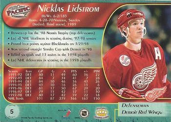 1998-99 Pacific - Red #5 Nicklas Lidstrom Back