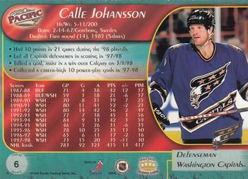 1998-99 Pacific - Red #6 Calle Johansson Back