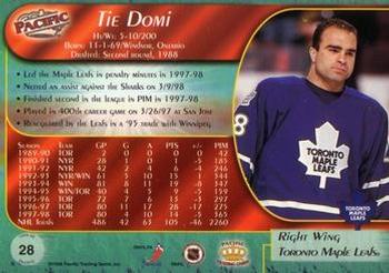 1998-99 Pacific - Red #28 Tie Domi Back
