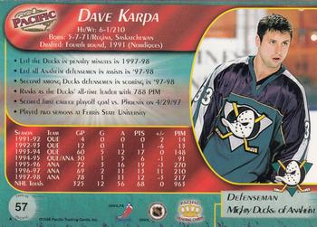 1998-99 Pacific - Red #57 Dave Karpa Back