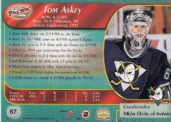 1998-99 Pacific - Red #67 Tom Askey Back