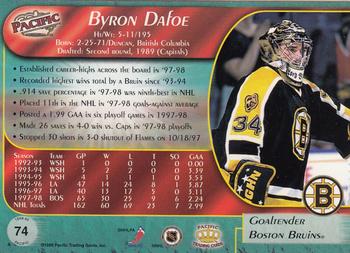1998-99 Pacific - Red #74 Byron Dafoe Back
