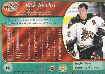 1998-99 Pacific - Red #92 Rick Tocchet Back