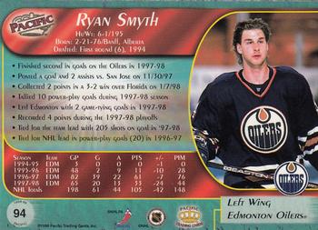 1998-99 Pacific - Red #94 Ryan Smyth Back