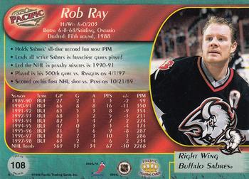 1998-99 Pacific - Red #108 Rob Ray Back