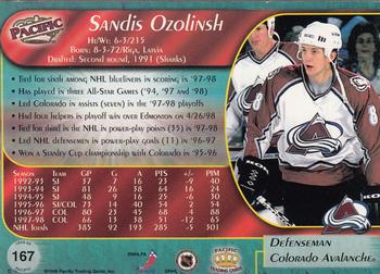 1998-99 Pacific - Red #167 Sandis Ozolinsh Back