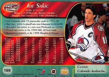 1998-99 Pacific - Red #169 Joe Sakic Back