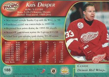 1998-99 Pacific - Red #188 Kris Draper Back