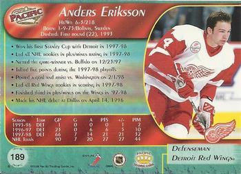 1998-99 Pacific - Red #189 Anders Eriksson Back