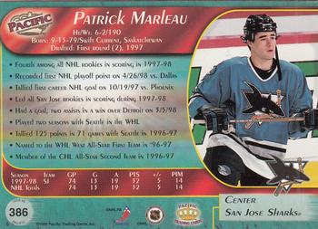 1998-99 Pacific - Red #386 Patrick Marleau Back