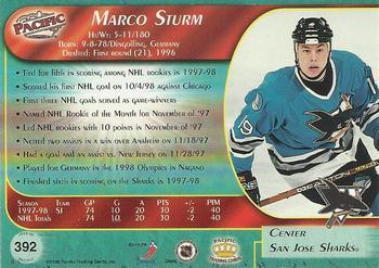 1998-99 Pacific - Red #392 Marco Sturm Back