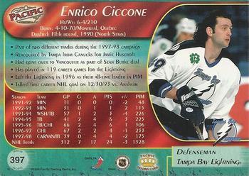 1998-99 Pacific - Red #397 Enrico Ciccone Back