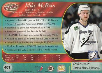 1998-99 Pacific - Red #401 Mike McBain Back