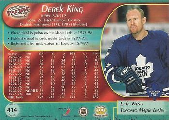 1998-99 Pacific - Red #414 Derek King Back
