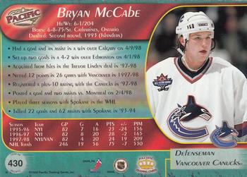 1998-99 Pacific - Red #430 Bryan McCabe Back