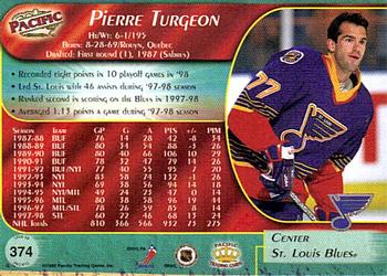1998-99 Pacific - Red #374 Pierre Turgeon Back