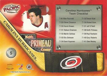 1998-99 Pacific - Team Checklists #5 Keith Primeau Back