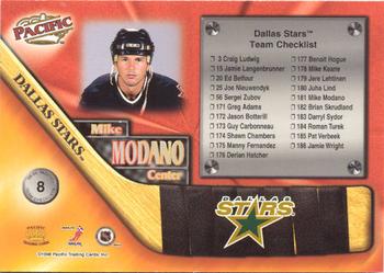 1998-99 Pacific - Team Checklists #8 Mike Modano Back